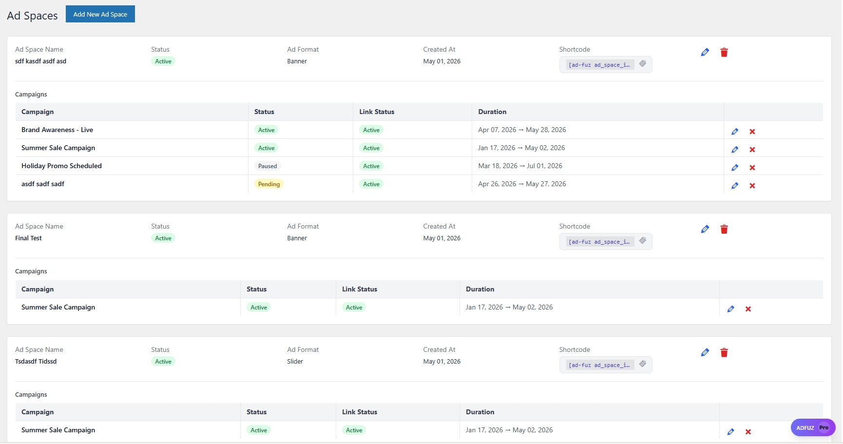 Ad Spaces